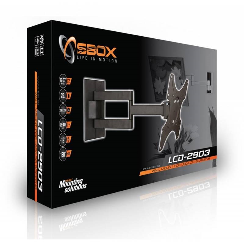 Sbox LCD-2903 19"-37" VESA 200x200 dönthető, karos fali konzol