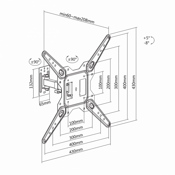 Sbox LCD-441 23"-55" VESA 400x400 dönthető karos fali konzol