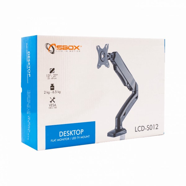 Sbox LCD-S012 17"-27" VESA 100x100 dönthető, forgatható asztali monitor tartó konzol