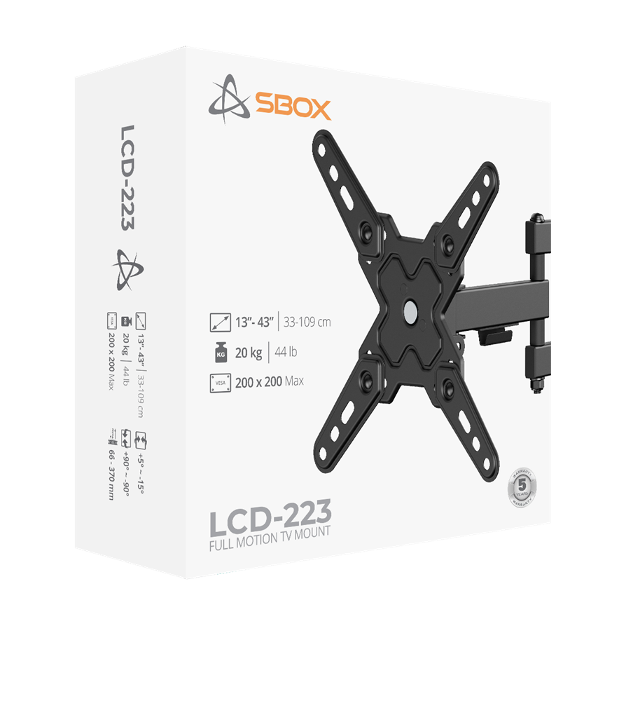 Sbox LCD-223-2 13"-43" dönthető, forgatható fali konzol