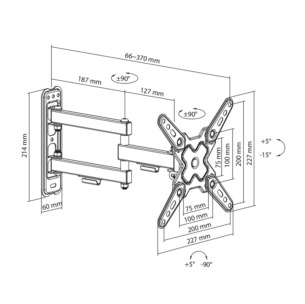 Sbox LCD-223-2 13"-43" dönthető, forgatható fali konzol