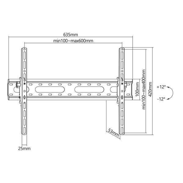 Sbox PLB-2546T-2 37"- 80" dönthető fali TV konzol