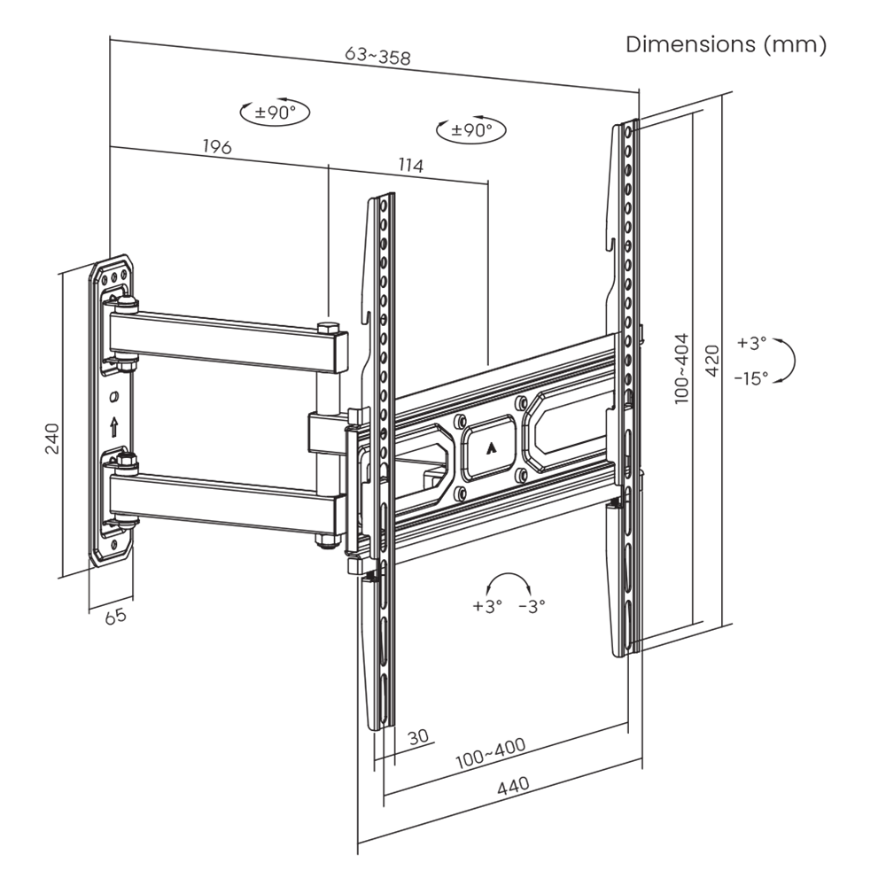 Sbox PLB-3644-2 32"-55" dönthető, forgatható TV fali konzol