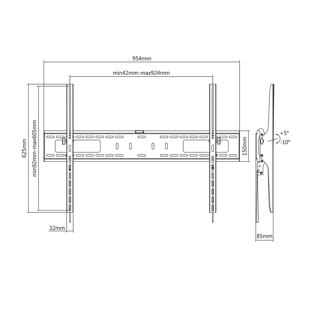 Sbox PLB-4269T 60"-100" dönthető fali TV konzol