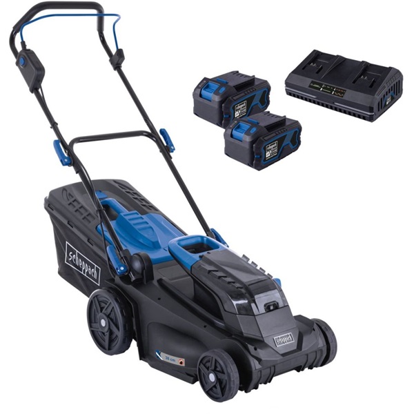 Scheppach BC-MP380-X-SET XL2 indukciós motorral 4 az 1-ben 2x20V (2 db akkuval és töltővel) akkus fűnyíró