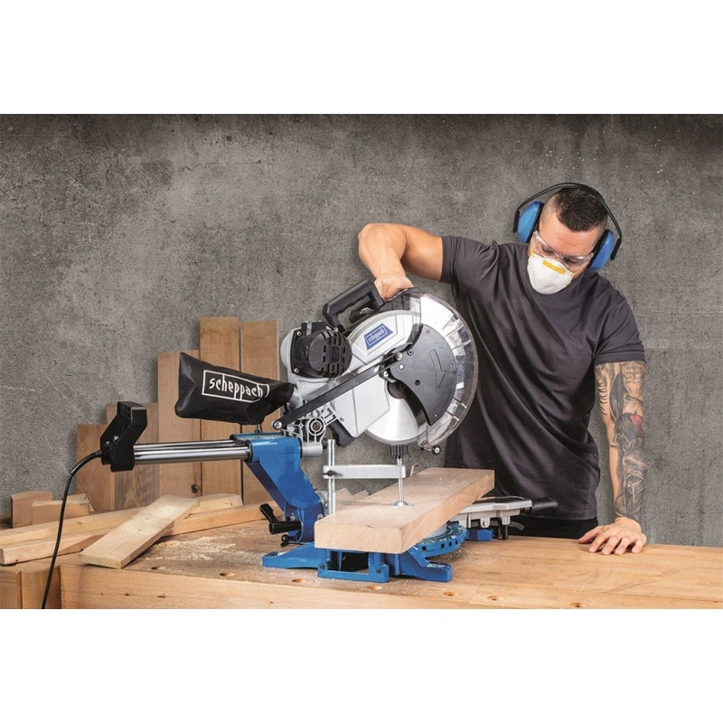Scheppach HM 140 L - két oldalra dönthető gérvágó fűrész húzófunkcióval és lézerrel