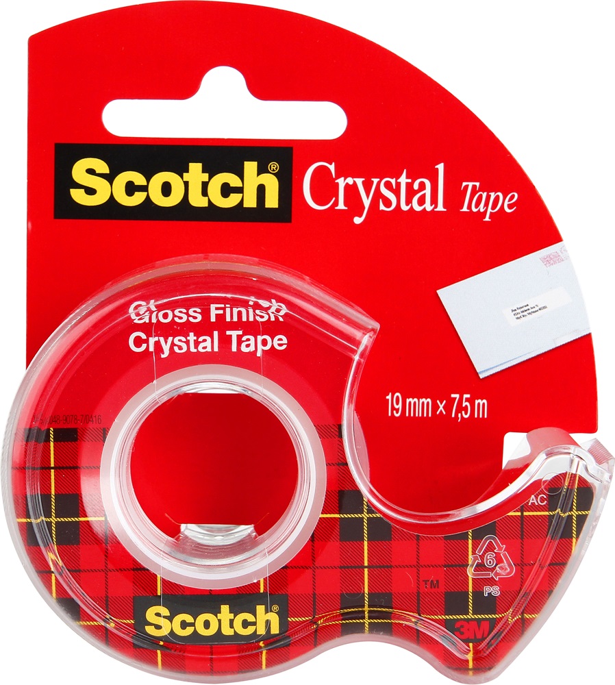 Scotch Crystal Clear 19mmx7,5m ragasztószalag-adagoló