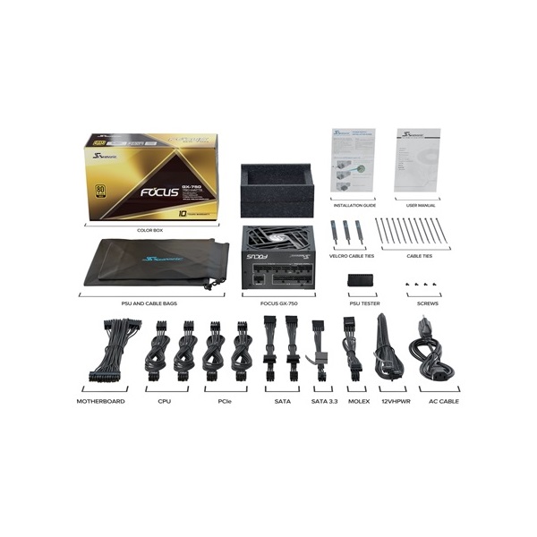 Seasonic Focus GX ATX 3.0 ATX desktop tápegység 750W 80+ Gold BOX