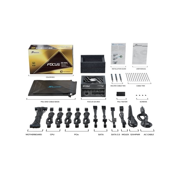 Seasonic Focus GX ATX 3.0 ATX desktop tápegység 850W 80+ Gold BOX
