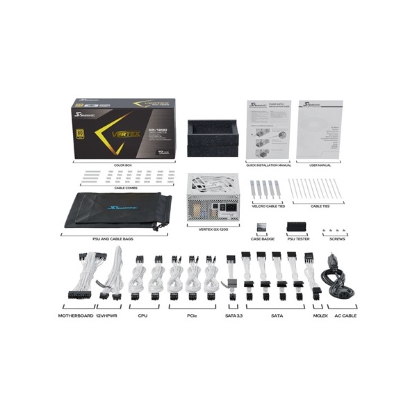 Seasonic Vertex GX White ATX 3.0 ATX desktop tápegység 1200W 80+ Gold BOX