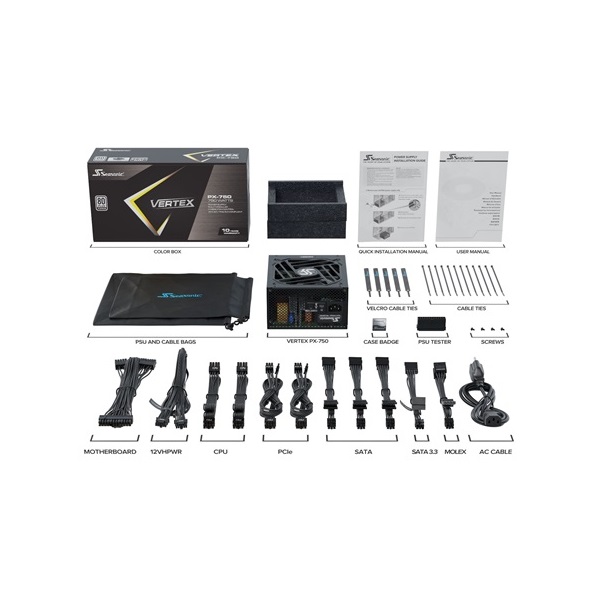 Seasonic Vertex PX ATX desktop tápegység 750W 80+ Platinum BOX