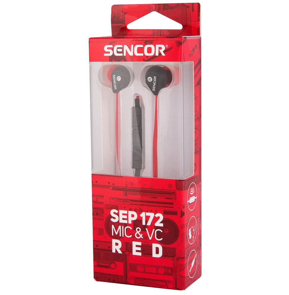 Sencor SEP 172 mikrofonos piros fülhallgató