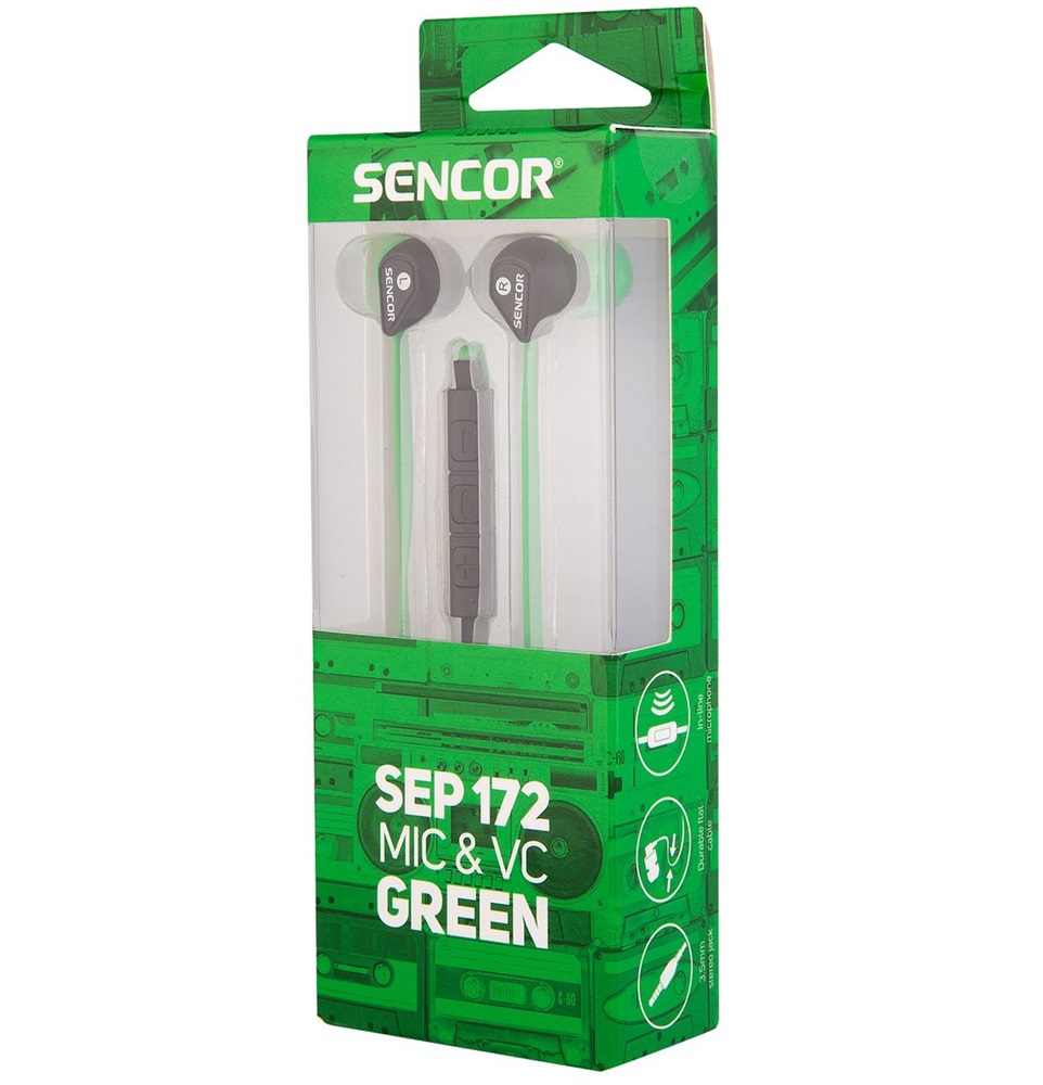 Sencor SEP 172 mikrofonos zöld fülhallgató