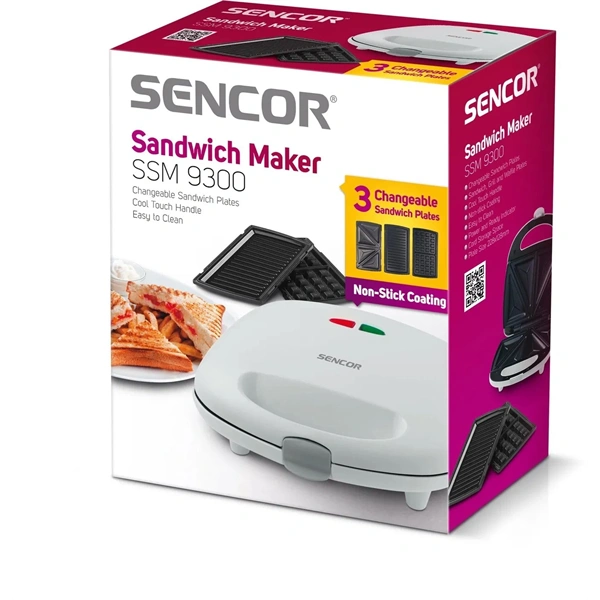 Sencor SSM 9300 3in1 fehér szendvicssütő