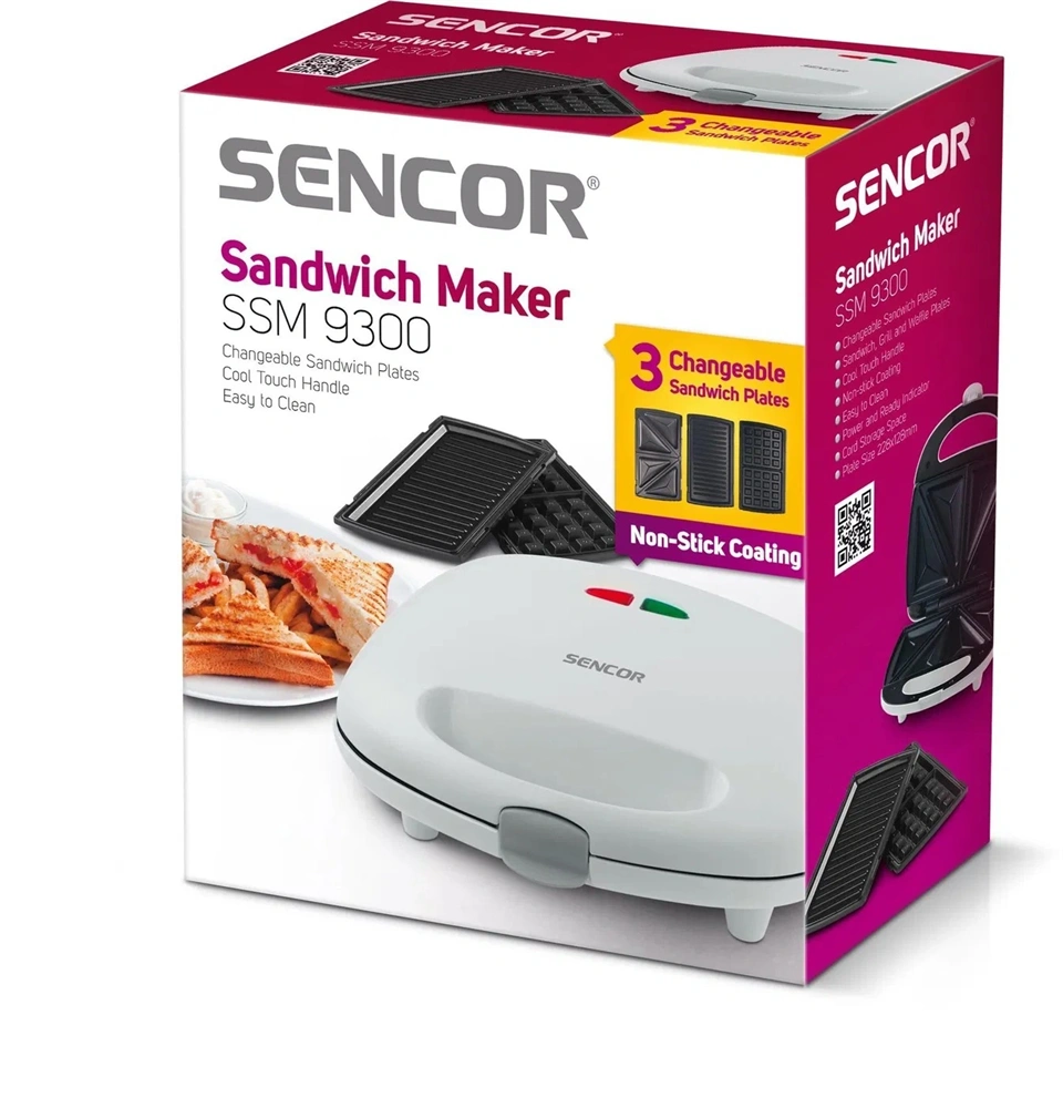 Sencor SSM 9300 3in1 fehér szendvicssütő