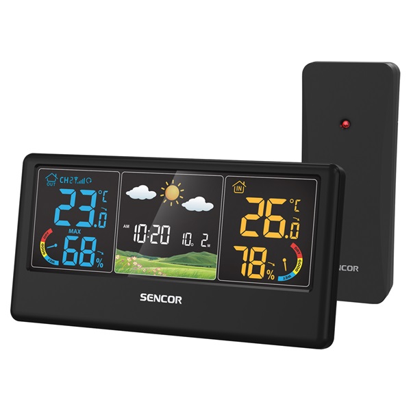 Sencor SWS 4100 B színes kijelzős fekete időjárás állomás