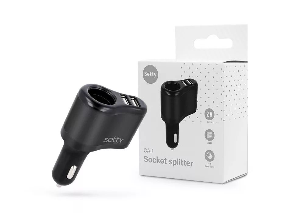 Setty SE821454 10W 2xUSB fekete szivargyújtós töltő adapter