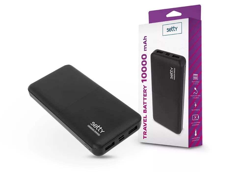 Setty TF-0162 10000 mAh fekete power bank