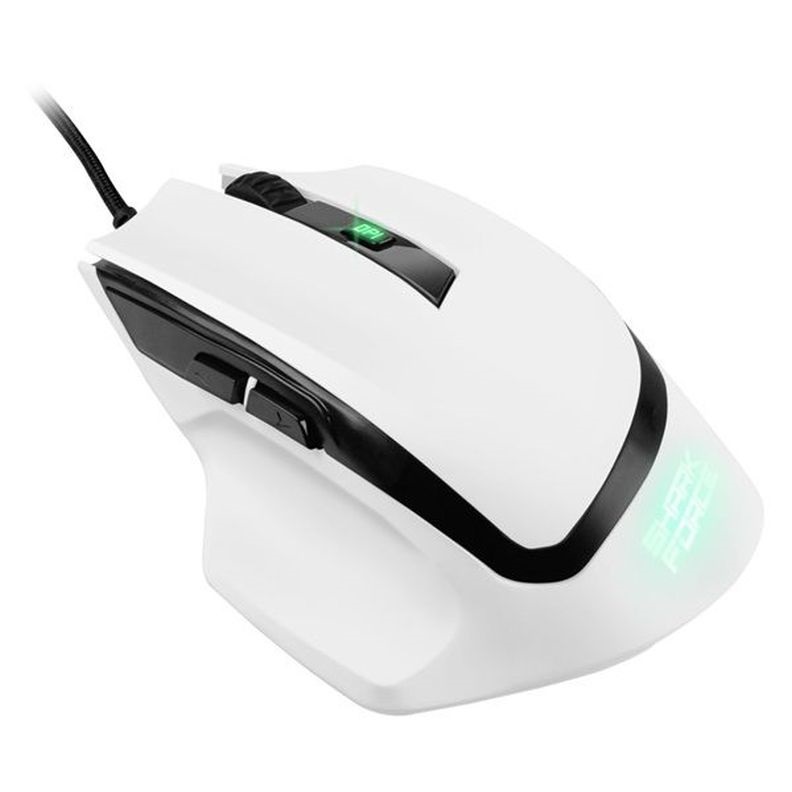 Sharkoon SHARK FORCE II White (optikai; 4200DPI; Pixart PMW3519 chip; harisnyázott kábel) fehér gamer egér