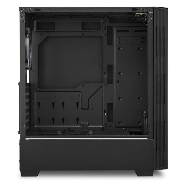 Sharkoon Számítógépház - LIT 200 (fekete; üveg oldal; alsó táp; ATX; 4x120mm RGB; 2xUSB3.0; 1xUSB2.0; I/O)