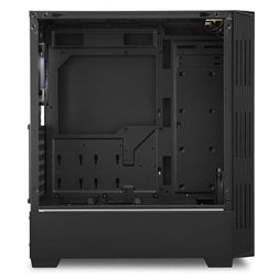 Sharkoon Számítógépház - LIT 200 (fekete; üveg oldal; alsó táp; ATX; 4x120mm RGB; 2xUSB3.0; 1xUSB2.0; I/O)