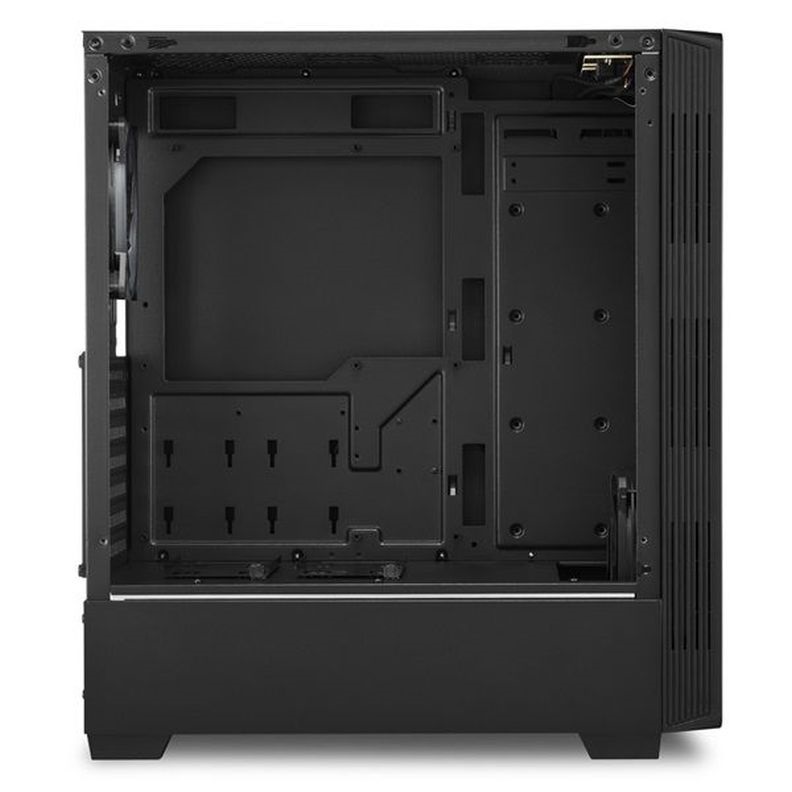 Sharkoon Számítógépház - LIT 200 (fekete; üveg oldal; alsó táp; ATX; 4x120mm RGB; 2xUSB3.0; 1xUSB2.0; I/O)