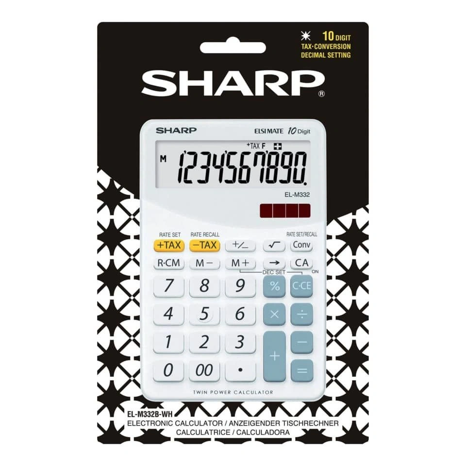 Sharp ELM332BWH napelemes asztali számológép
