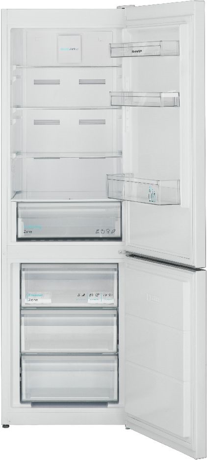 Sharp SJ-BA10DMXWF-EU fehér, alulfagyasztós, Hűtő:230L, Fagyasztó:101L, No frost hűtőszekrény