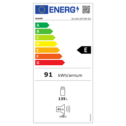 Sharp SJ-UE135T2W-EU egyajtós hűtőszekrény