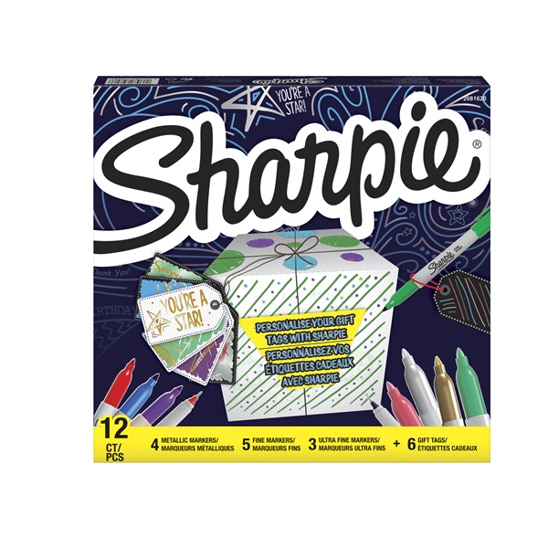 Sharpie 12db-os vegyes színű permanent marker készlet + ajándékkártya