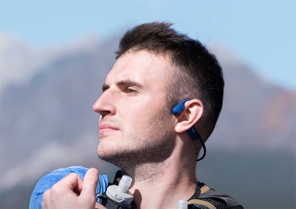 Shokz OpenRun USB-C csontvezetéses Bluetooth kék Open-Ear sport fejhallgató