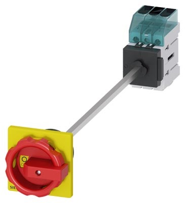 Siemens 3LD3448-0TK53 22kW szerelő lapra kivezetett hajtással piros-sárga kar főkapcsoló