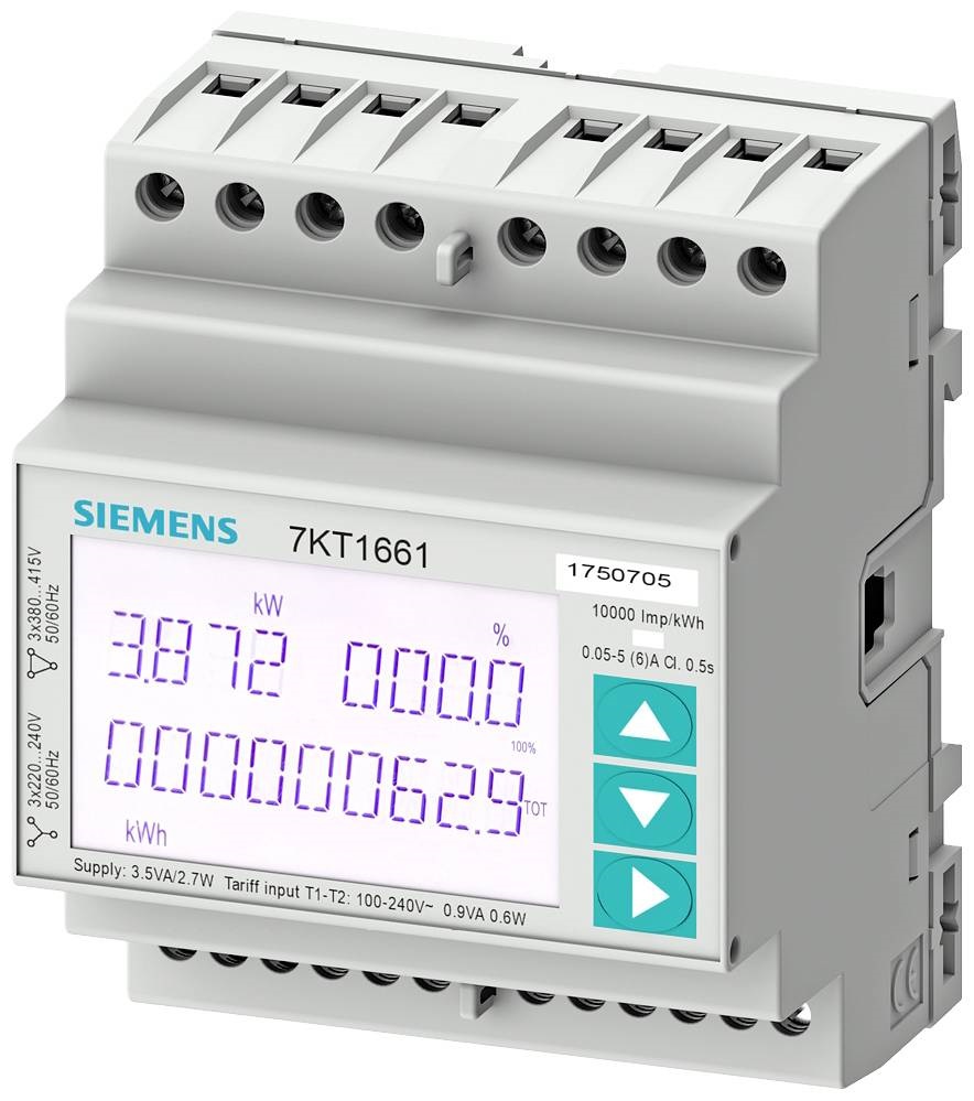 Siemens 7KT1662 SENTRON 7KT PAC1600 LCD 230 V Modbus RTU + MID/kalapsínre fogyasztásmérő