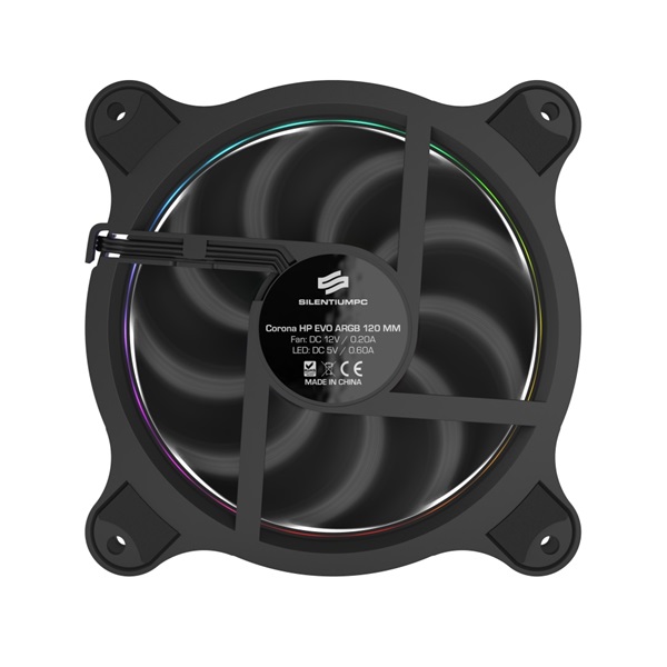SilentiumPC 120mm Corona HP EVO ARGB ház hűtőventilátor