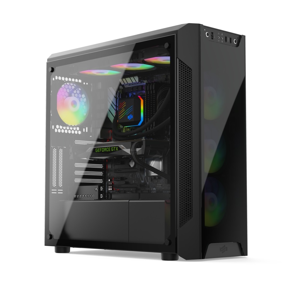 SilentiumPC Armis AR7X EVO TG ARGB Fekete (Táp nélküli) ablakos ATX ház