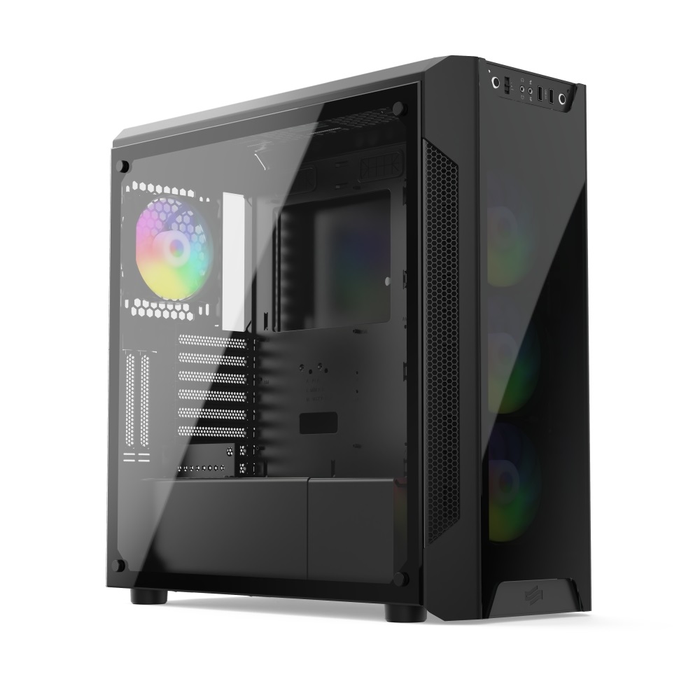 SilentiumPC Armis AR7X EVO TG ARGB Fekete (Táp nélküli) ablakos ATX ház