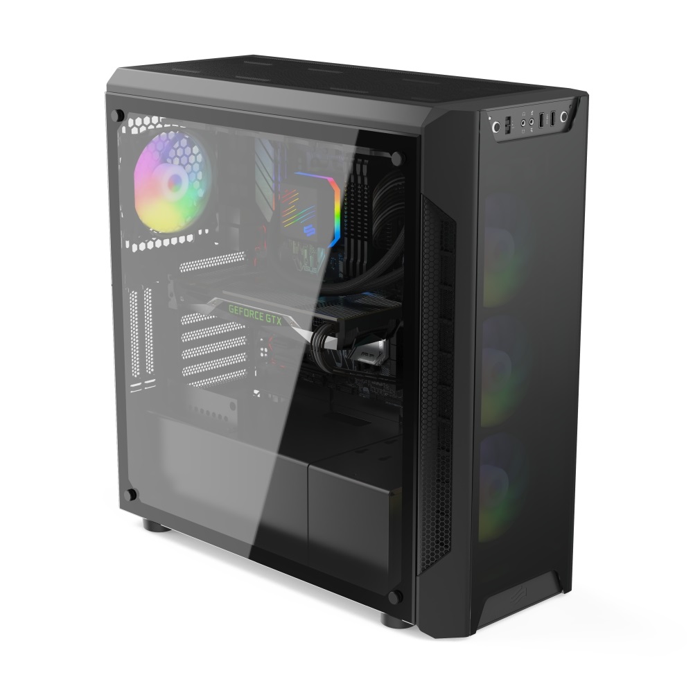 SilentiumPC Armis AR7X EVO TG ARGB Fekete (Táp nélküli) ablakos ATX ház
