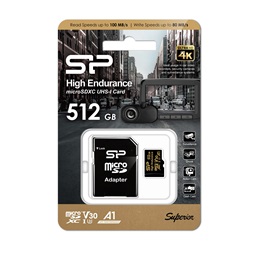 Silicon Power 512GB SD micro High Endurance (SDXC Class 10 UHS-I U1) memória kártya adapterrel