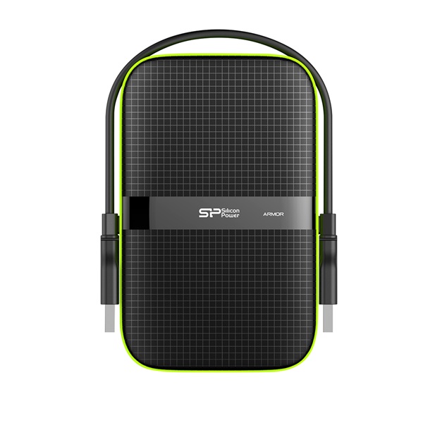 Silicon Power 5TB USB 3.2 Gen1 2,5" Armor A60 (SP050TBPHDA60S3K) fekete-zöld külső winchester