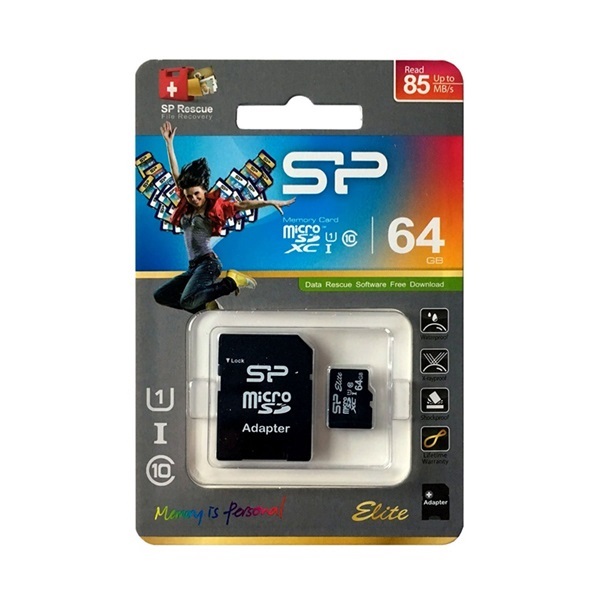 Silicon Power 64GB SD micro Elite (SDXC Class 10 UHS-I U1) memóriakártya adapterrel