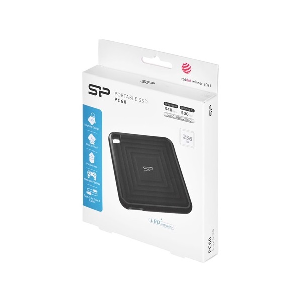 Silicon Power 256GB USB3.2 Gen2 C PC60 (SP256GBPSDPC60CK) fekete külső SSD