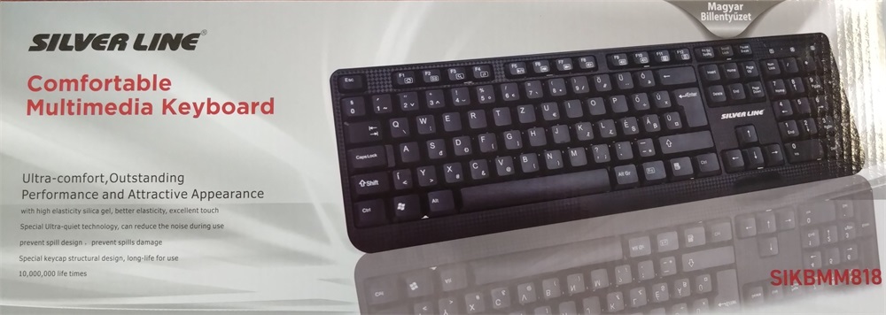 Silverline MM-KB818 HUN USB fekete multimédiás billentyűzet