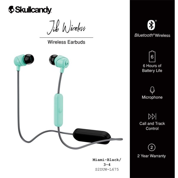 Skullcandy S2DUW-L675 Jib Miami Bluetooth fekete/menta fülhallgató headset