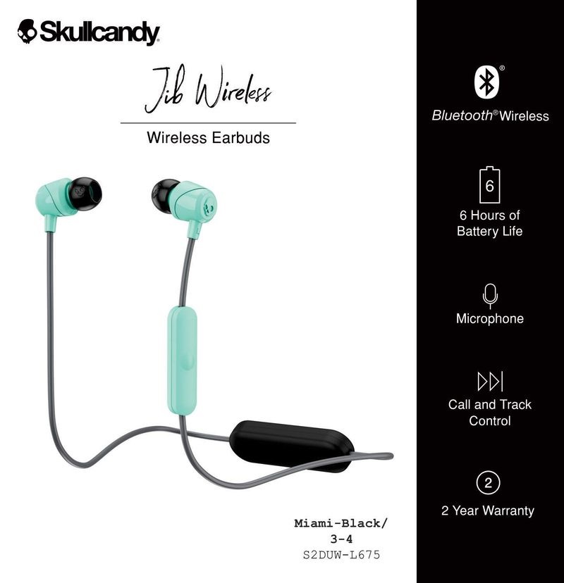 Skullcandy S2DUW-L675 Jib Miami Bluetooth fekete/menta fülhallgató headset