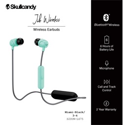Skullcandy S2DUW-L675 Jib Miami Bluetooth fekete/menta fülhallgató headset