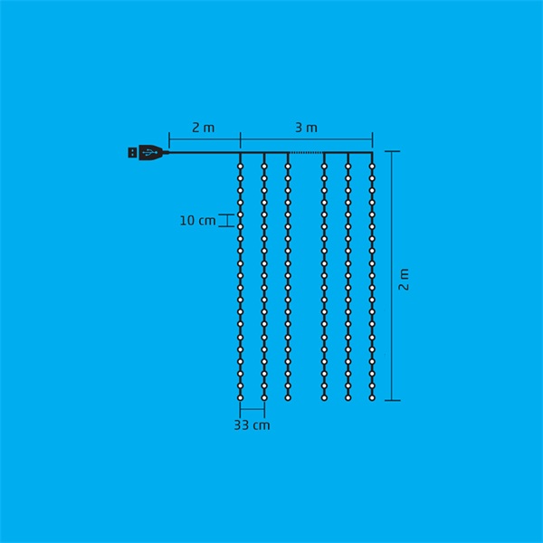 Somogyi MLF 200/WH 200LED/3x2 m/8 program/beltéri hidegfehér micro LED-es karácsonyi fényfüggöny