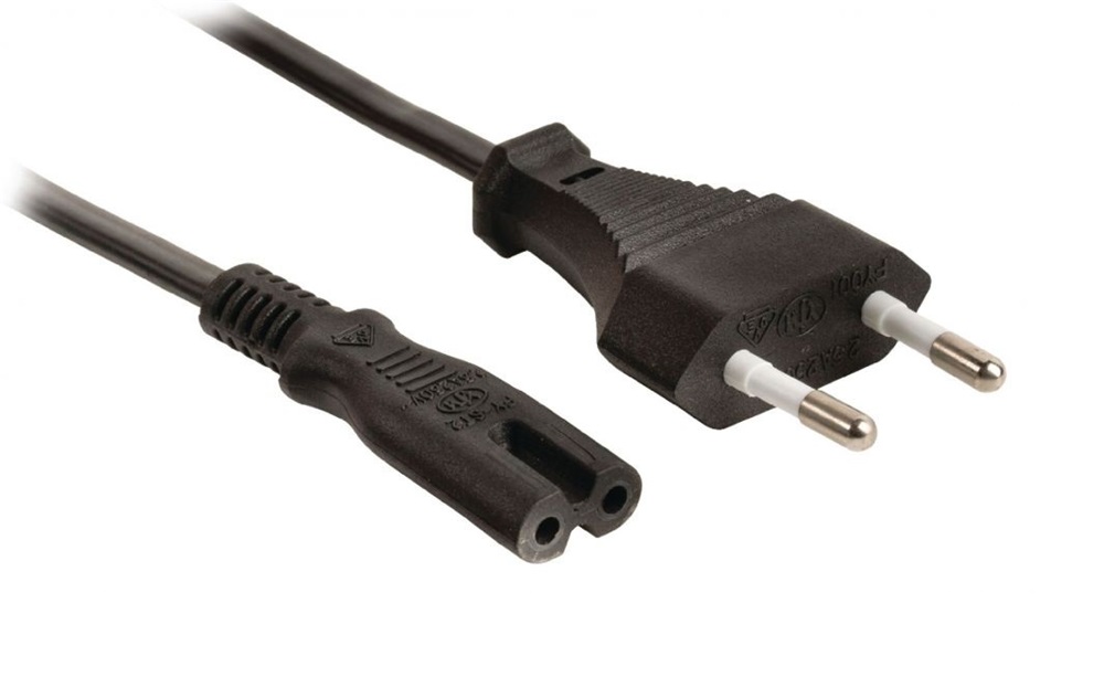 Somogyi N1X hálózati tápkábel, fekete 2x0,75mm, 1,5m