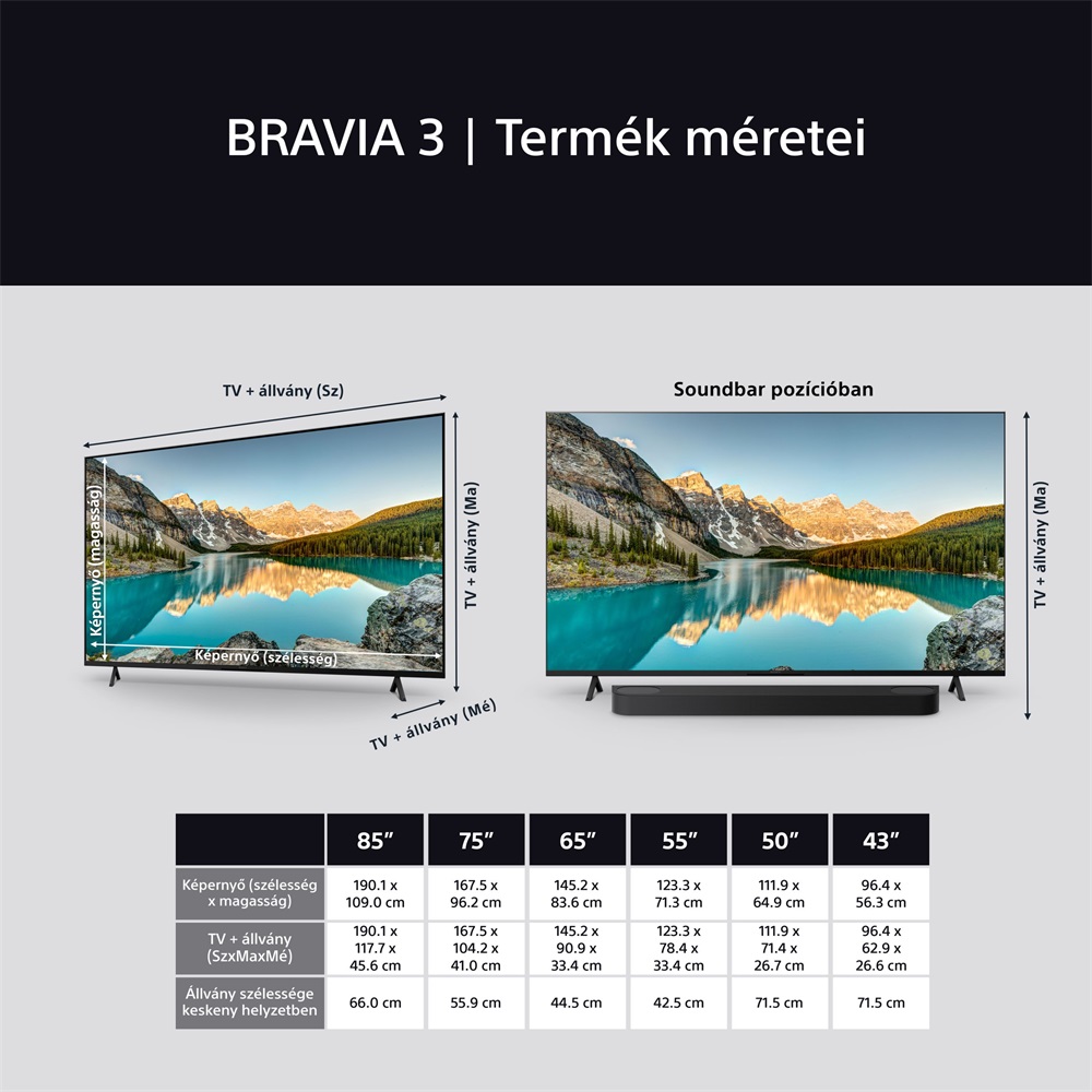 Sony 43" Bravia 3 K43S35BP 4K UHD Smart LED TV (Újracsomagolt)