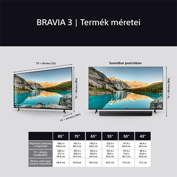 Sony 55" Bravia 3 K55S35B 4K UHD Smart LED TV (Újracsomagolt)