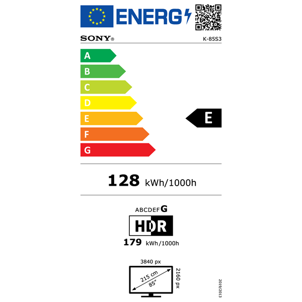 Sony 85" Bravia 3 K85S35BP 4K UHD Smart LED TV